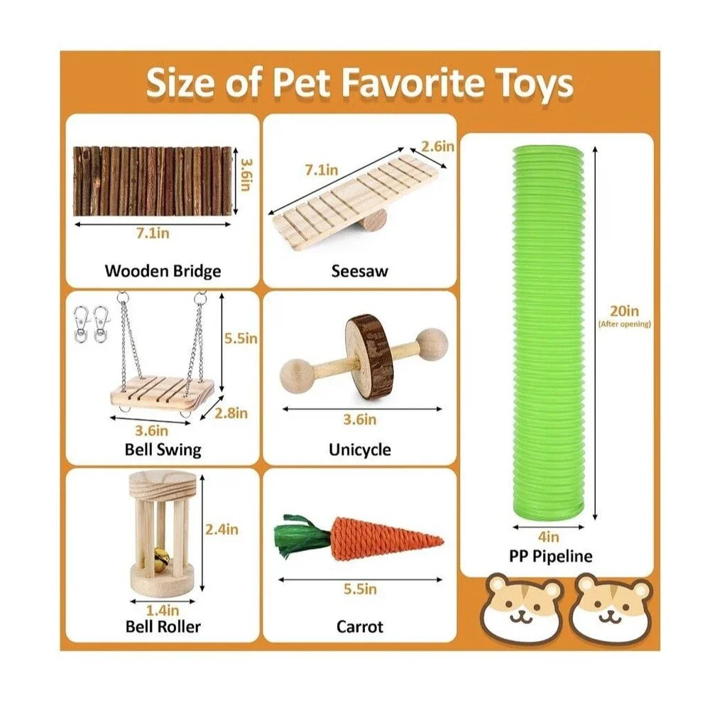 Hamster Toys Set, Guinea Pig Toys Small Animal Chewing & Play Toys 26 piece set